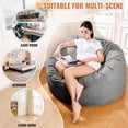 thumbnail image 7 of Baxluxe 4FT Bean Bag Chair: Bean Bag with Velvet Cover, Fluffy and Comfy Bean Bag Chairs for Adults and Kids, Bean Bag Sofa Filled with High-Density Sponge for Gaming (Grey), 7 of 7
