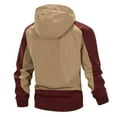 thumbnail image 3 of Men Outdoor Jackets Hooded Full Zipper Color Block Windbreaker Stylish Casual Loose Sports Outwear With Zip Pockets (XS, Wine), 3 of 3