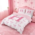 thumbnail image 2 of meiyoeat Pink Cute Bow Duvet Cover Set For Girls,Dreamy Bowknot Monogram Print H Bedding Full For Kids,pink Reversible,3pcs(No Comforter), 2 of 6