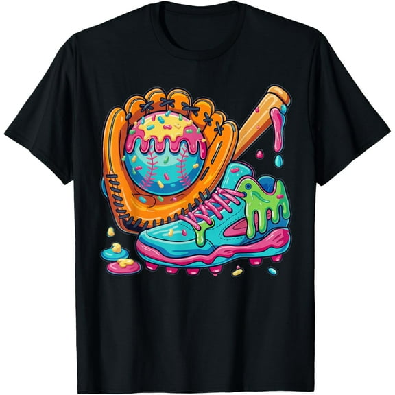 Vintage Hot trending Ice Cream Drip Baseball Stuff Baseball Drip For Boys Youth T-Shirt - Birthday Gifts