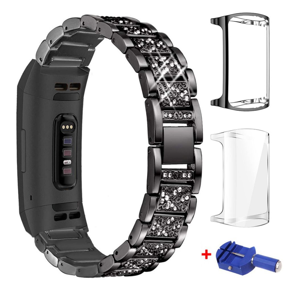 5.5-7.5 bayite Metal Bands Compatible Fitbit Ionic Replacement Band with Rhinestone Bling Adjustable