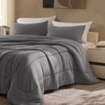 thumbnail image 5 of Sleep Zone 3 Pieces Jersey Knit Bedding Sets with 1 Comforter and 2 Pillow Shams, Soft and Breathable Comforter Set with Women, Men, Adults, Washable (Grey, Full), 5 of 6