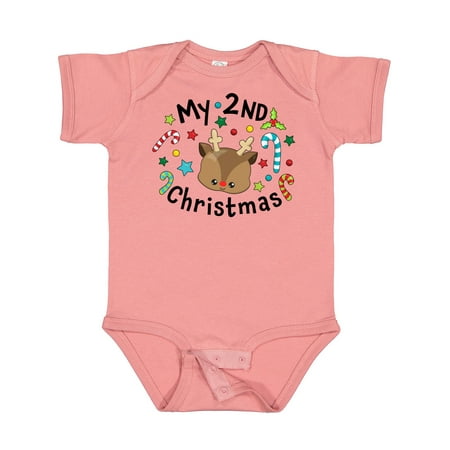 

Inktastic My 2nd Christmas Cute Reindeer with Candy Canes Gift Baby Boy or Baby Girl Bodysuit