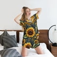 thumbnail image 5 of Fuzoiu Starry Sky Moon Sunflower Print Women's Short-Sleeved Pajama Set,Lounge Sleepwear Set,Womens Pajama Sets 2 Piece,Button-Up Top and Shorts with Pockets-XX-Large, 5 of 7