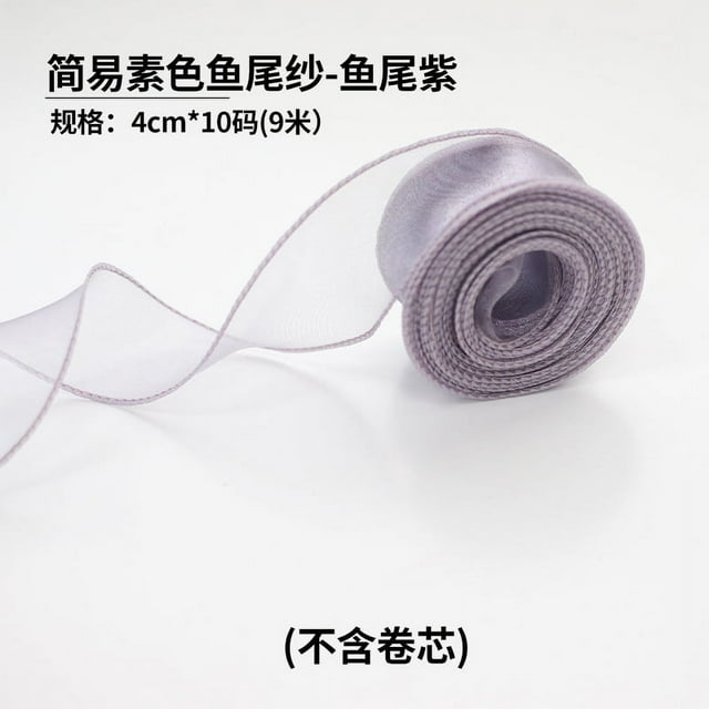 Xiao Hua Cinta de organza de gasa de seda ondulada de 10 yardas y 40 mm para lazos, adornos para el cabello, envoltura de regalos, decoración, cintas de encaje (color: morado lavanda, tamaño: 40 mm)