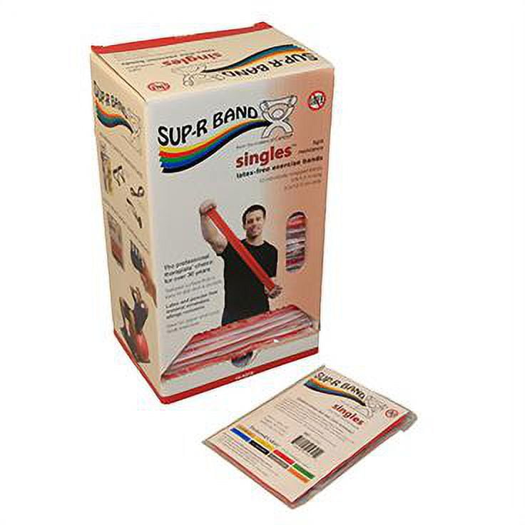 Sup-R Band Latex-Free 5-Foot Single Exercise Band, 30-Pieces Dispenser, Red