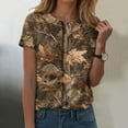 thumbnail image 2 of larppty Women Camo Shirt Top Y2K Maple Leaf Graphic Tee Short Sleeve Loose Fit Round Neck T Shirt Streetwear (Brown, S), 2 of 7