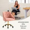 thumbnail image 3 of MOJAY Modern Velvet Office Chair , Bedroom Desk Chair with Swivel Function and Adjustable Height, Pink, 3 of 9