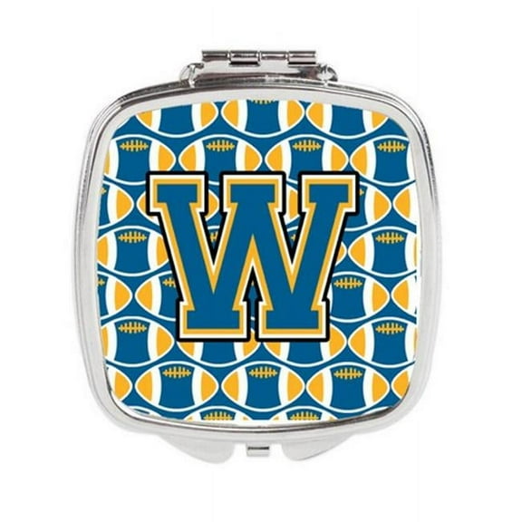 Carolines Treasures Letter W Football Blue & Gold Compact Mirror - 3 x 0.3 x 2.75 in.