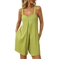thumbnail image 2 of BadPiggies Womens Summer Sleeveless Romper Casual Loose Overalls Short Jumpsuit with Pockets (S, Green), 2 of 9