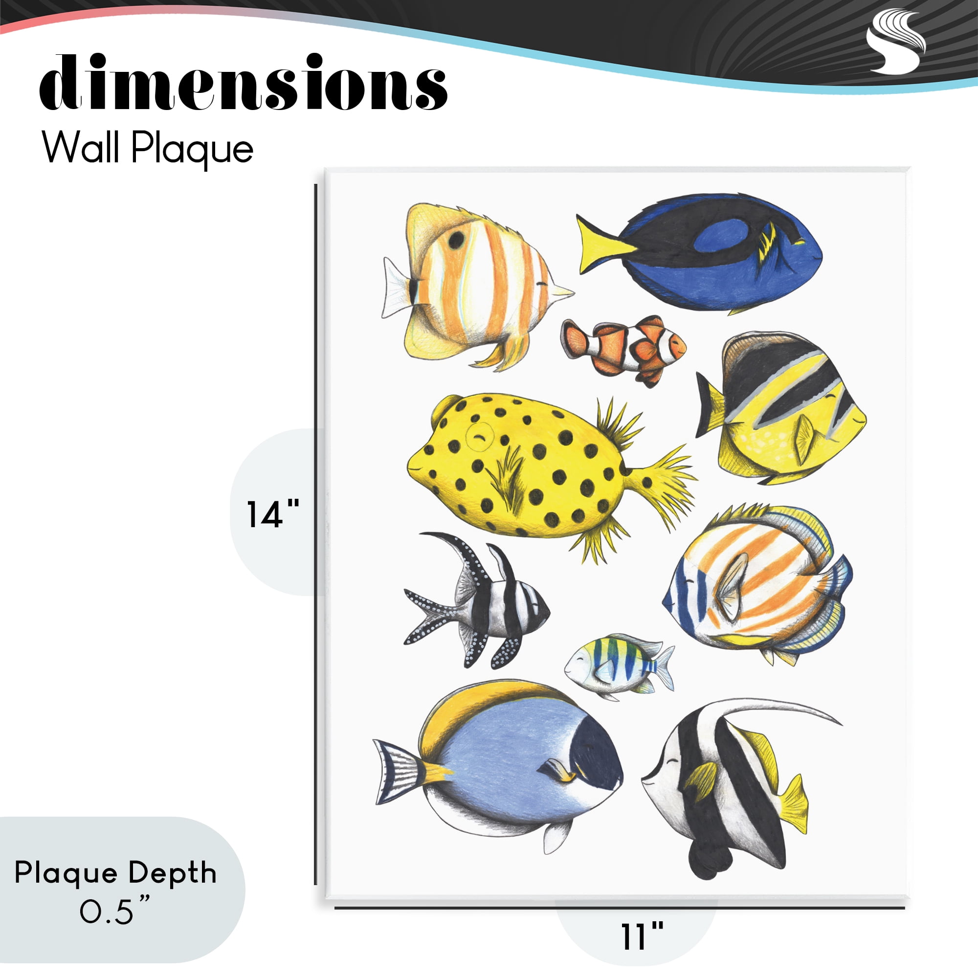 Stupell Industries Aquatic Fishes Collection Wall Plaque Art, design by Cecilia Battaini