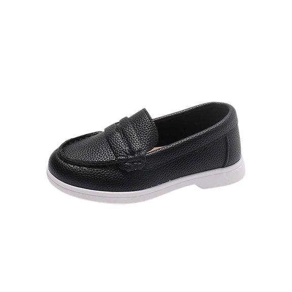 Owordtank Kids Comfortable & Lightweight Loafers Classic Leather Moccasins Thick-Sole Casual Business Work Flats