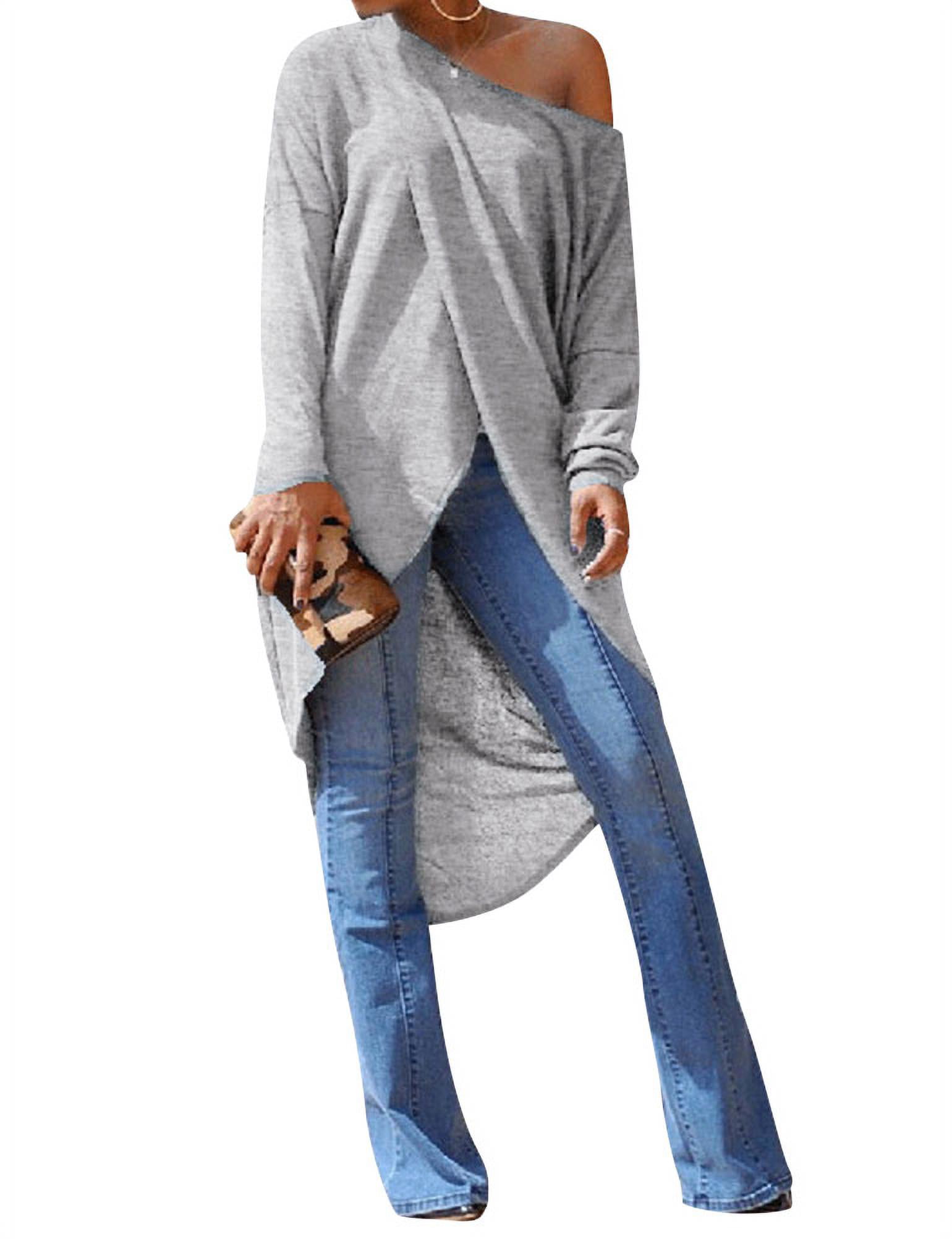 Women Cold Shoulder Long Sleeve Pullover Overlady Maxi Shirt - Walmart.com