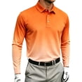 thumbnail image 4 of TKKCS Mens Gradient Long Sleeve Polo Shirts- Casual Stretch Lightweight Regular Fit Golf Shirts Orange Size M, 4 of 7