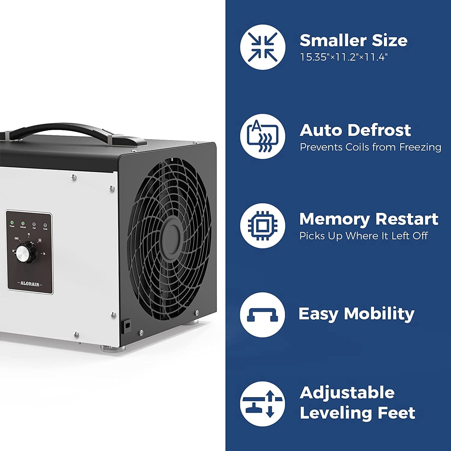 ALORAIR 70 PPD Crawl Space Dehumidifier, Crawlspace Dehumidifiers Commercial Dehu for Home and Basements, Compact, Portable, Auto Defrost, Memory Starting, cETL, 5 Years Warranty
