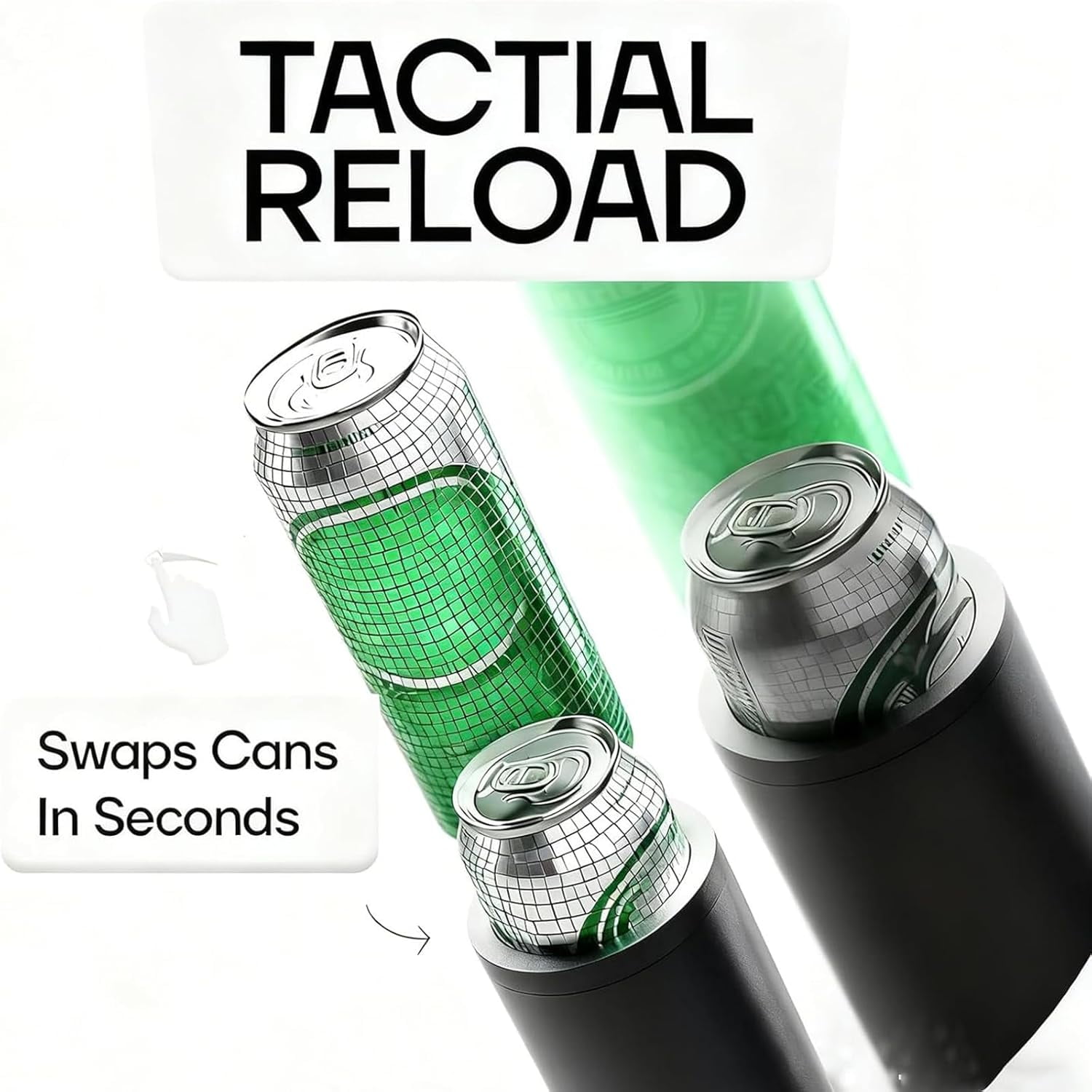 Double Tactical Reload Can Holder - Ultra Chill System, Tactical Insulation Can Sleeves Slim Can Cooler Fits Two 12oz Beverage Cans, Easy to Hold, Suitable for Beer and Soda (Yellow)Z