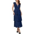 thumbnail image 2 of INSPIRE CHIC Women's Lace Dress for Wedding Guest Cocktail Evening Ruffle Cap Sleeves Tiered A-Line Maxi Dresses S Blue, 2 of 6