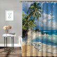 thumbnail image 2 of Orinice Palm Trees Wave Beach Bathroom Decor Set with Hooks - Chic Modern Polyester Fabric Fashion Shower Curtain 69x72, 2 of 7