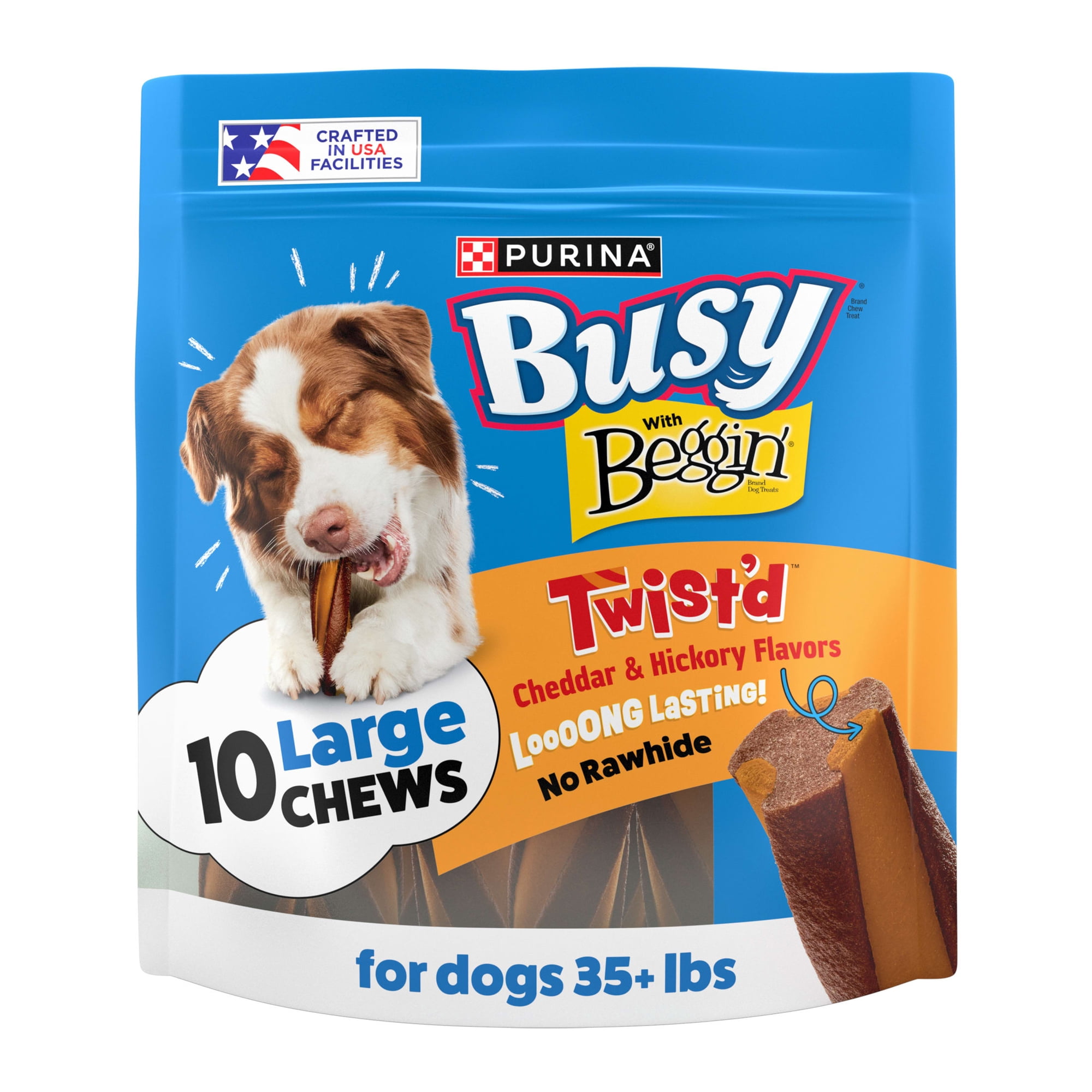 Purina Busy With Beggin’ Twist’d Cheddar and Hickory Smoke Flavors Large Dog Chew Treats, 36 oz.