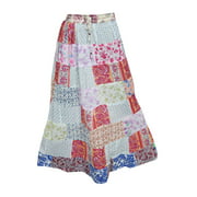 Mogul Maxi Skirts Vintage Ethnic Patchwork Rayon Long Skirt
