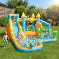 thumbnail image 3 of Ktaxon 9-in-1 Inflatable Water Slide Bounce House with Blower, 189" x 161" x 85", Flower & Watering Can Fun Water Park, Pretend Playhouse Area for Kids Backyard, 3 of 14