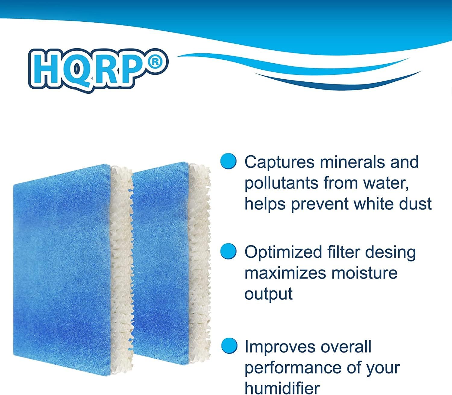 HQRP 4-Pack Wick Filter T Compatible with Honeywell Filter T HFT600 / HFT600PDQ Replacement fits Honeywell HEV615 HEV620 HEV600 Humidifiers, with Blue Pre-Filter
