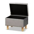 thumbnail image 2 of Elias Modern & Contemporary Grey Velvet Fabric Upholstered & Oak Brown Finished Wood Storage Ottoman, 2 of 5