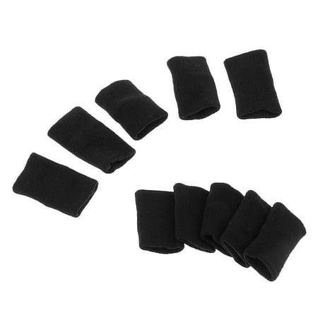 10 Pieces Protective Fingers Sleeves Elastic Basketball Volleyball Guard Support - Black