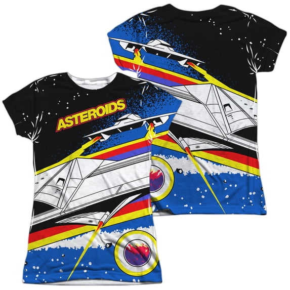 Atari - Asteroids Arcade (Front/Back Print) - Juniors Cap Sleeve Shirt - Medium
