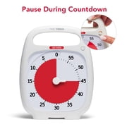 Time Timer PLUS 60 Minute Timer - Desktop Sized Visual Countdown Timer with Portable Handle(White)