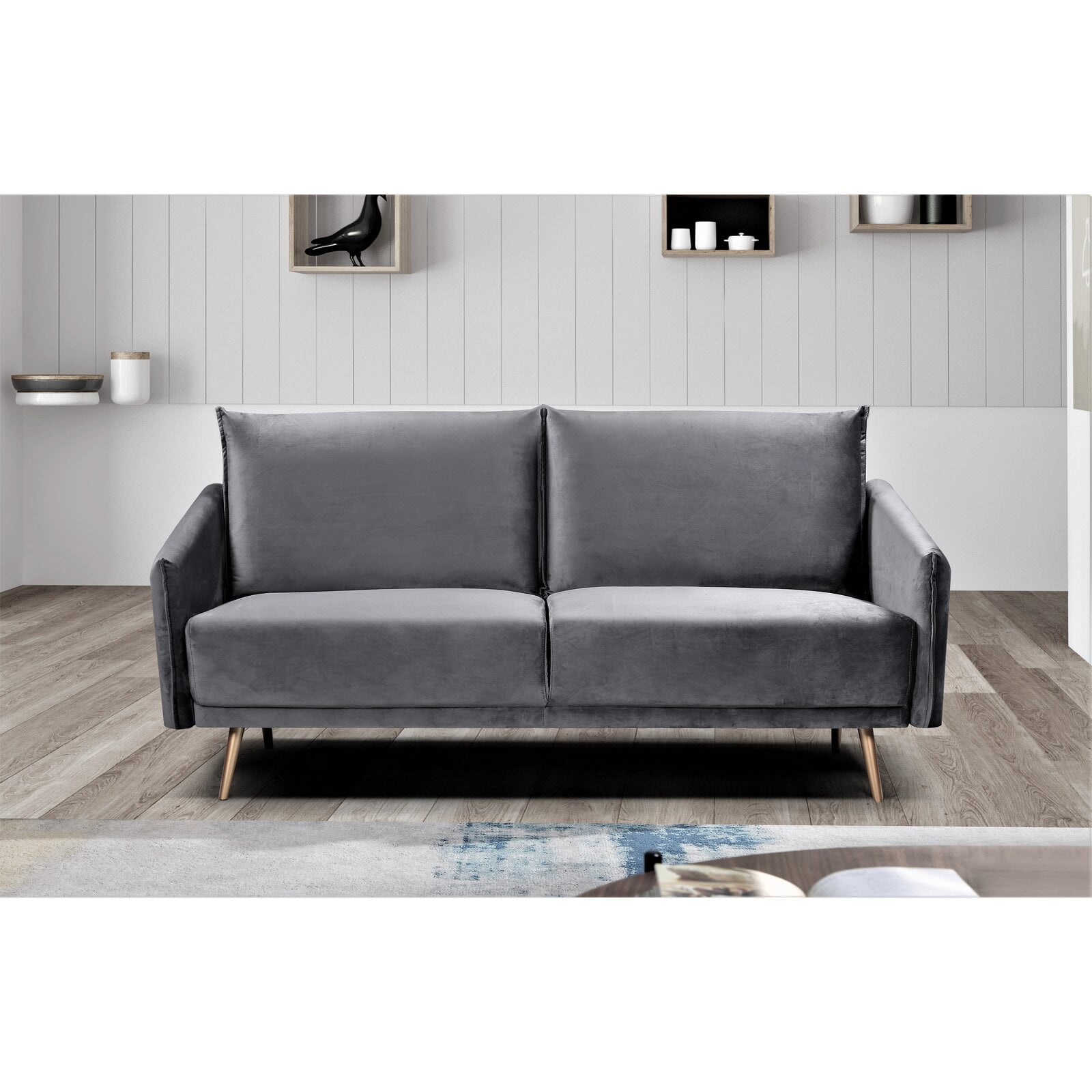 black Details about   Futon sofa bed leather finish vinyl cushion seat 
