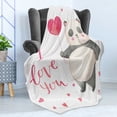 thumbnail image 4 of I Love You Soft Flannel Fleece Throw Blanket, Panda Bear Holding a Balloon Hearts Playroom Baby Watercolor Art, Cozy Plush for Indoor and Outdoor Use, 60" x 80", Dark Coral Ivory Grey, by Ambesonne, 4 of 5