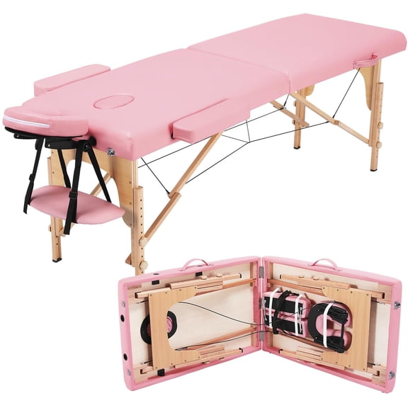 Libra  Massage Table Portable Lash Beds Spa Bed Massage Couch Foldable Spa Tables Adjustable 2 Fold with Non-Woven Bag 24 inch, Pink