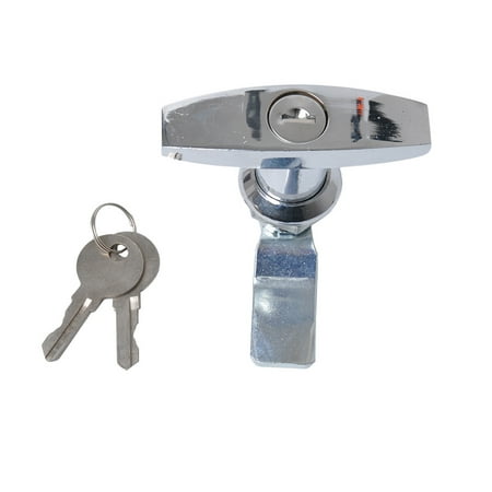 

Anti-theft T-shaped Handle Lock with Keys for Power Distribution Cabinet Caravan Trailer RV Toolbox (Silver)