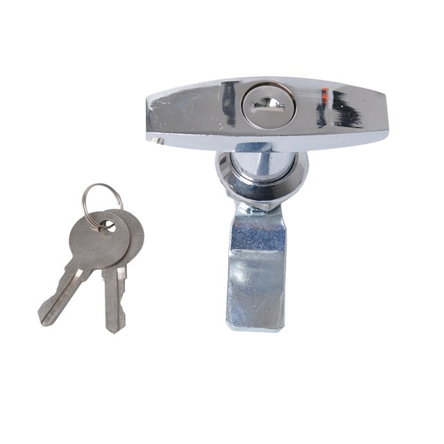 EeaseMX Cerradura antirrobo con manija en forma de T y llaves para armario de distribución de energía, caravana, remolque, caja de herramientas (plateada)