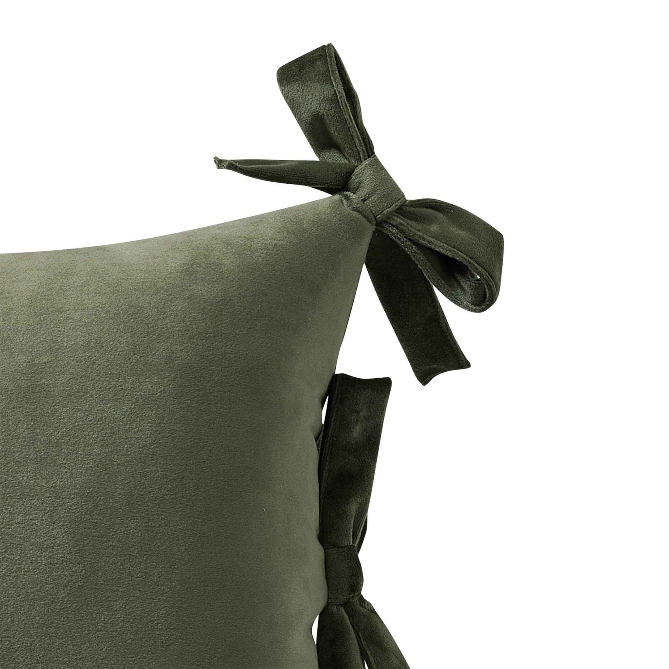 Home Decor Collection 14" x 20" Green Velvet Bow Oblong Decorative Pillow