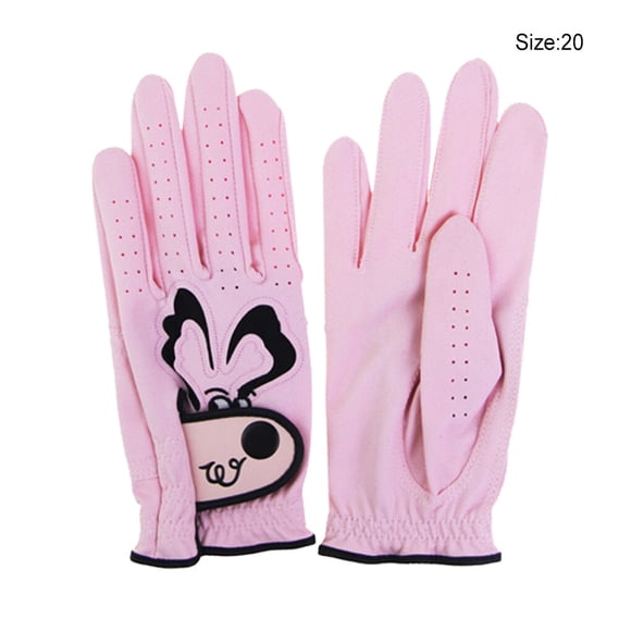 1 Paire de Gants de Golf Antidérapants Respirants Gants de Golf Cartoon Golf PU Poignet Dame Protecteurs Gants Épaissis Main Protecteur Cour Gym Rose Taille 20