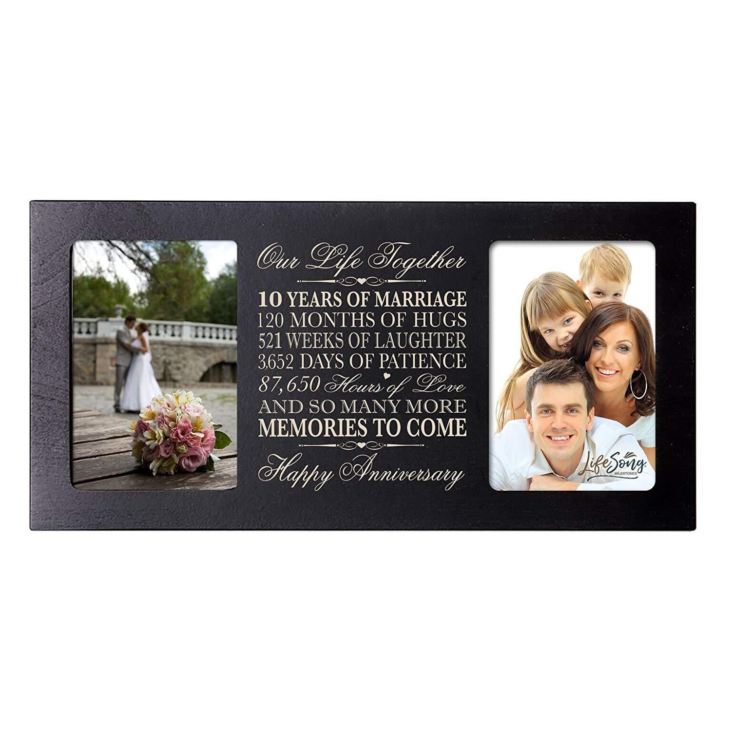 LifeSong Milestones 10th Year Wedding for Couple 10th Frame Holds 1 4x6 Photo 8 H X 10 W Black 