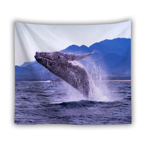 Tapiz de microtela con forma de ballena marina, 100 x 50 cm