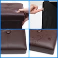 thumbnail image 4 of 2PC Storage Ottoman Folding Foot Stool with Thicker Foam Padded  Small Leather  for Living Room Foldable Coffee Table 17x13x13in Brown, 4 of 6