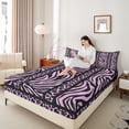 thumbnail image 4 of Homewish Leopard Zebra Print 4 Pieces Queen Sheet Sets for Teesn Female Men,Geometric Stripes Ultra Soft Flat Sheet,Black Pink Queen Fitted Sheet,Ultra Soft Home Decor, 4 of 7