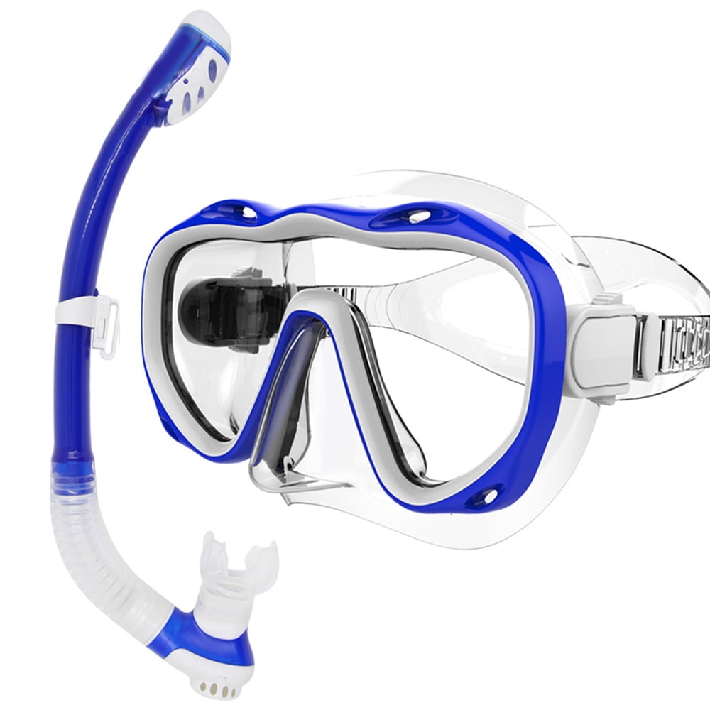 Underwater Full Dry Breathing Tube Diving Goggles Toughened Glass Mask