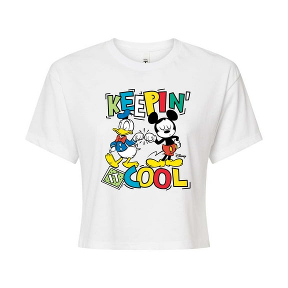 Disney - Keepin It Cool - Juniors Cropped Cotton Blend T-Shirt