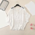 thumbnail image 4 of DHFJKG Women Swimsuit Coverup Tunic Top Boho Crochet Sexy Hallow Out Batwing Short Sleeve Loose Fit Beach Cover Ups Summer Vacation Clothes, 4 of 4