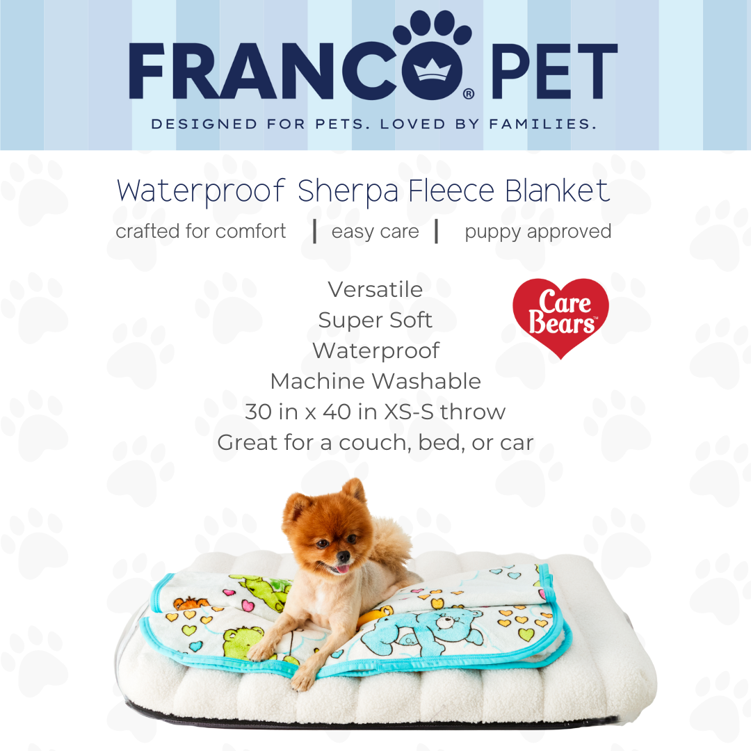 Care Bears Waterproof Fleece Sherpa Dog Pet Throw Blanket, 30x40 Small