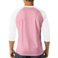thumbnail image 4 of Lumtrix Men's Henley Cotton Shirt Casual 3/4 Sleeve Lightweight Button Baseball T Shirts Raglan Classic Color Block Top Light pink 2XL, 4 of 7