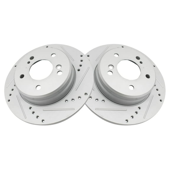 TRQ Rear Performance Drilled Slotted Brake Rotor Pair Set Fits Select Mercedes Benz Chrysler