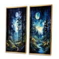 thumbnail image 3 of Designart "Midnight Serenity Blue Pine Tree Landscape III" Tree Pine Framed Wall Art Set Of 2 - Blue Floral Framed Canvas Set For Living Room Decor, 3 of 7
