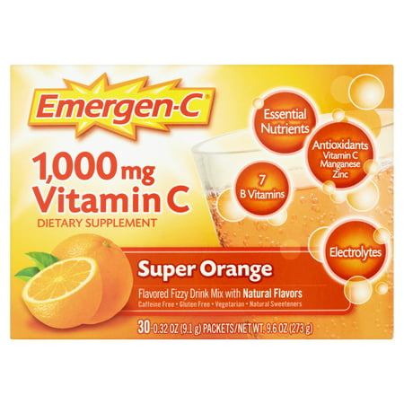 Emergen-C Complément alimentaire à Super orange saveur 30 Count