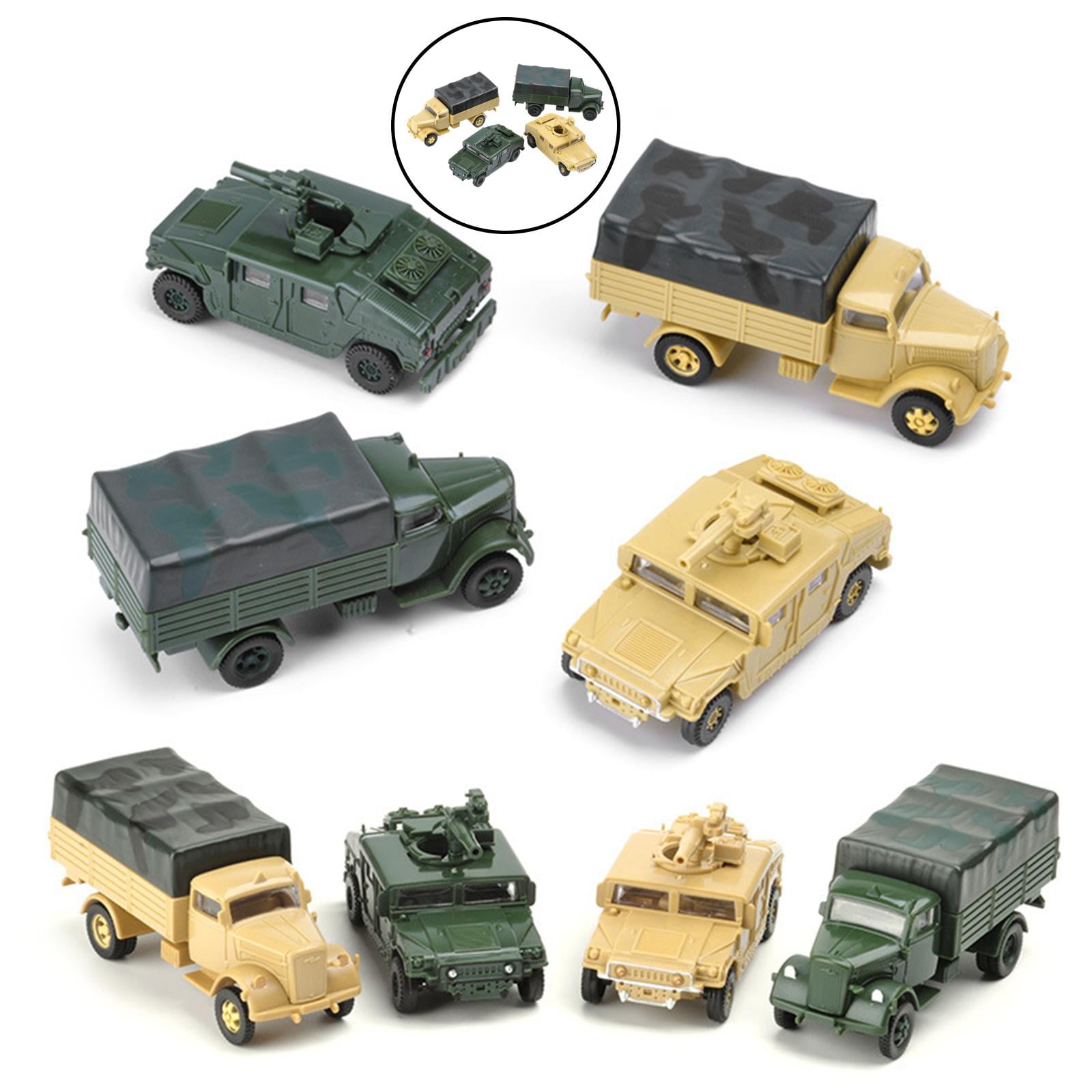 JWQFBC Set of 4 1/72 4D Assemble Truck Micro Landscape Building Kit Educational Toy Sand Table Toy Vehicle Model Toy Plastic